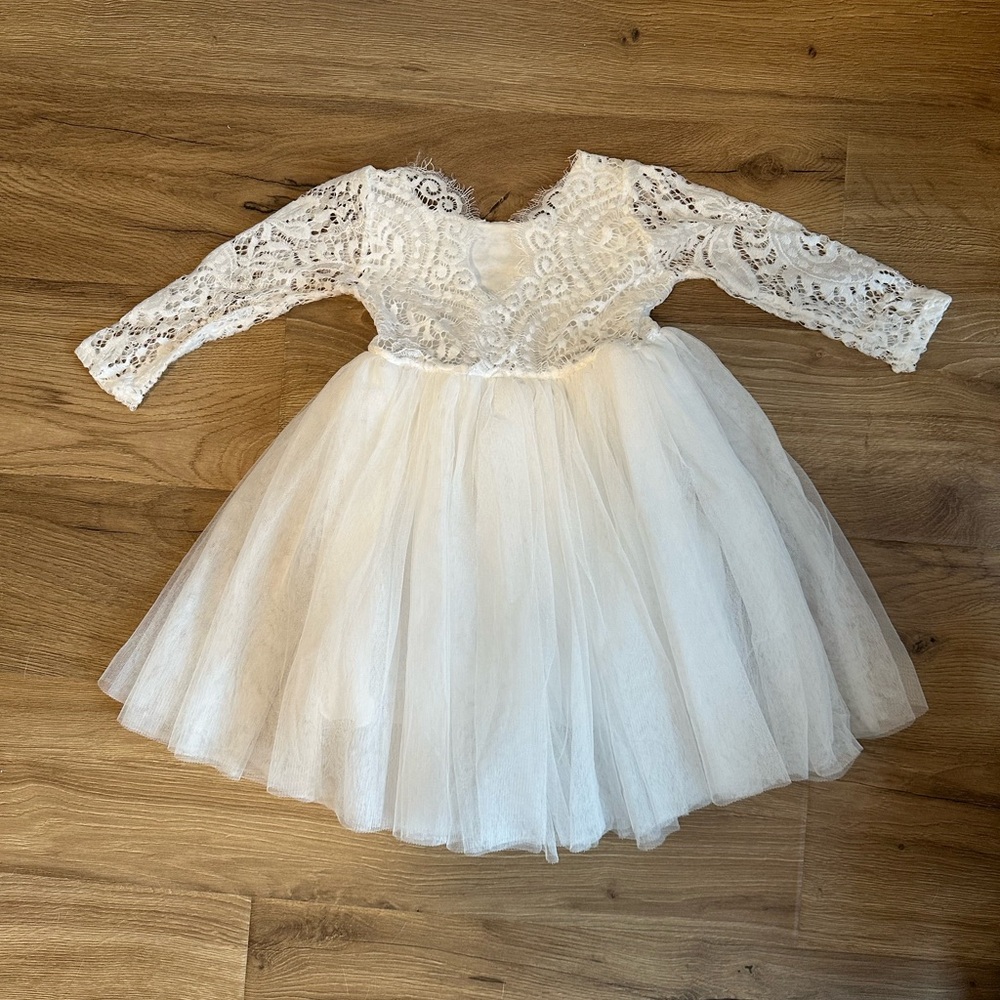 Elegant White Lace and Tulle Dress